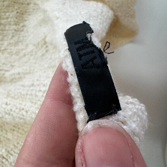 ATM Sweater Womens Medium Cream Soft V Neck Oversized Knit Cashmere Wool Silk - Picture 7 of 11